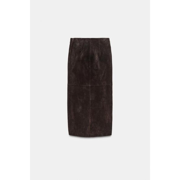 ZARA 100% LEATHER WRAP MIDI SKIRT - Picture 7 of 8